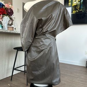 Faux leather off the shoulder dress